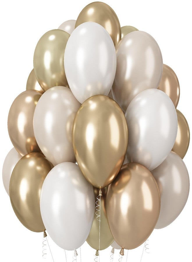 Paeyeq Champagne Gold and White Balloons, 12 Inch Double Stuffed Pearl White Sand Gold Metallic Balloons Wedding Beige Cream Latex Balloon for Boho Bridal Shower Birthday Bachelorette Engagement Party Decor - Image 1